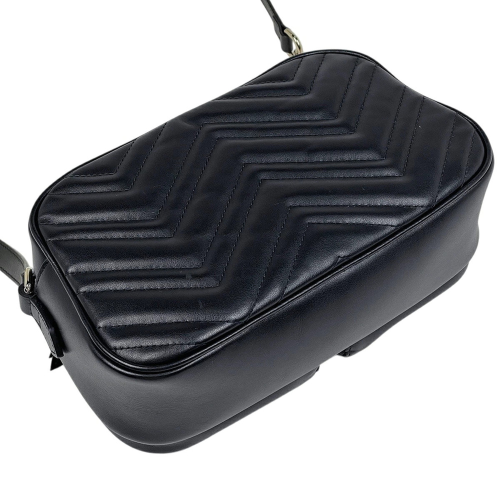 Gucci Black Leather Shoulder Bag Marmont GG Black
